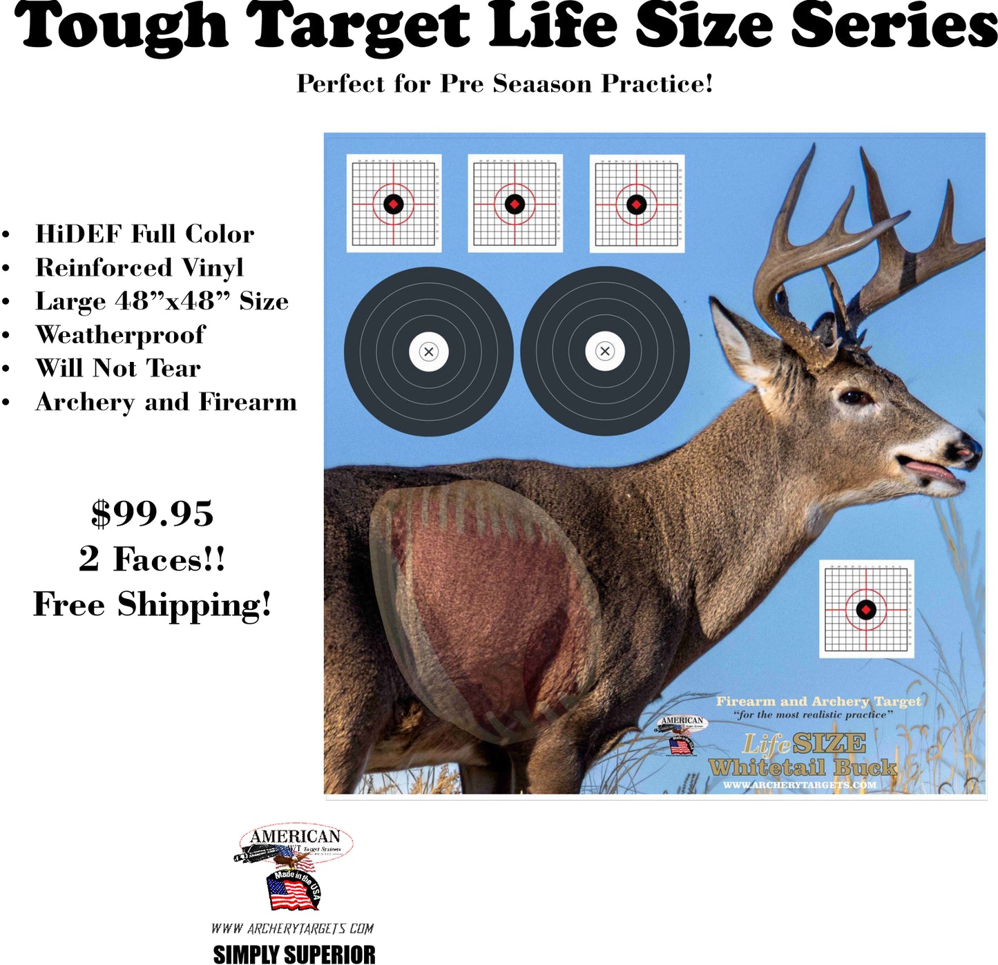 2 Pack Whitetail Deer Tough Target Life Size