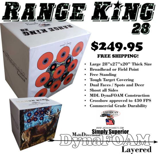 Range King 28 Broadhead/Field Point target. Crossbow Approved to 400 FPS