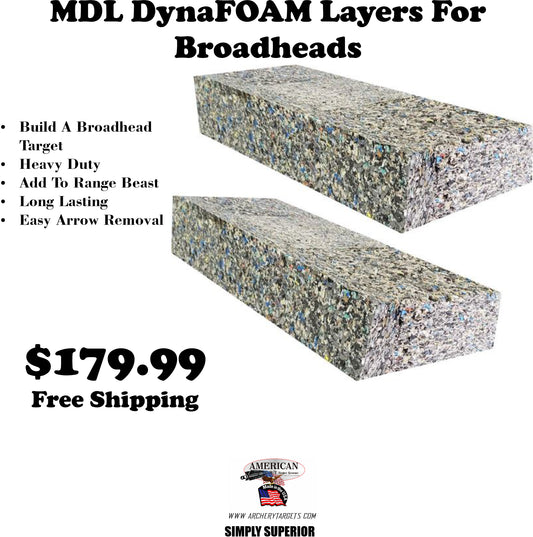 Broadhead Foam MDL DynaFOAM. 8" thick x 16" Wide x 45" long