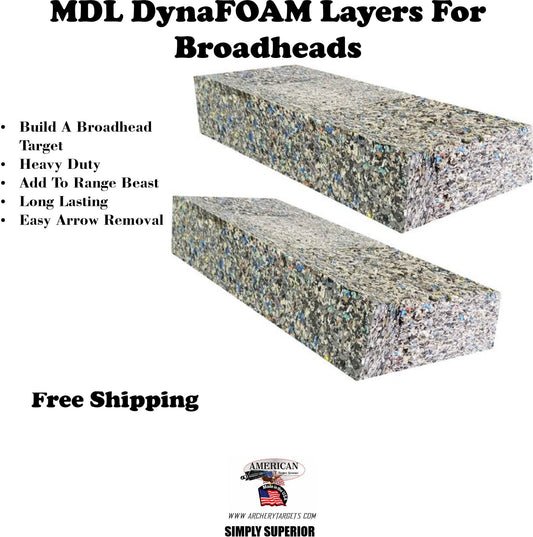 Broadhead Foam MDL DynaFOAM. 8" thick x 16" Wide x 45" long(MDLBX45BH)