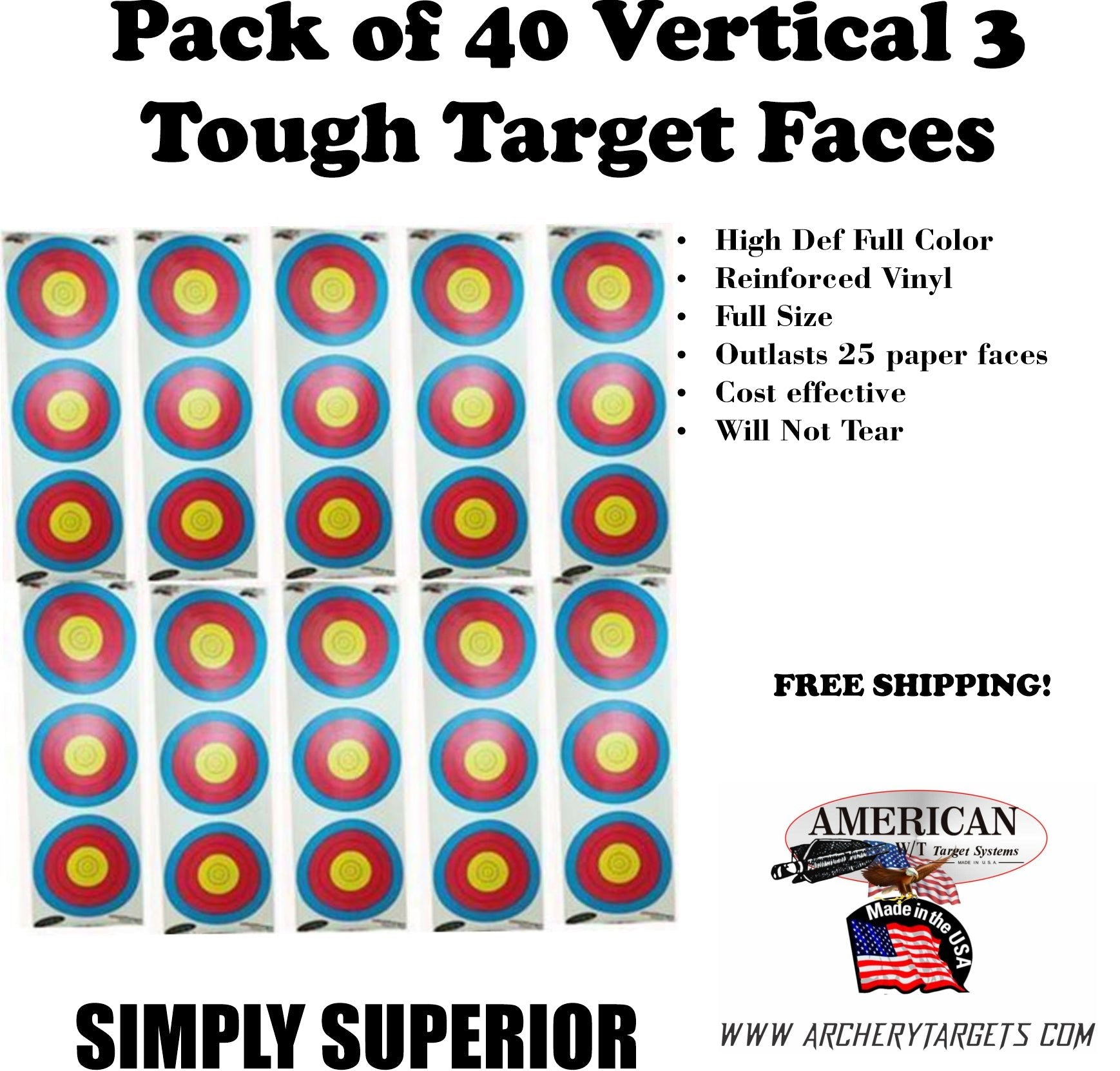 40 Tough Target vertical Three Faces – American Whitetail Targets